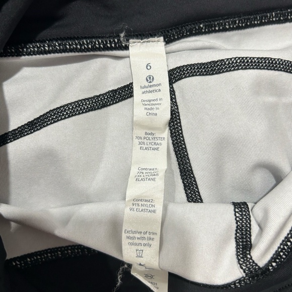 LULULEMON Pace Cropped Tight/Leggings in Static White Black/Raspberry Size 6 - Picture 5 of 6